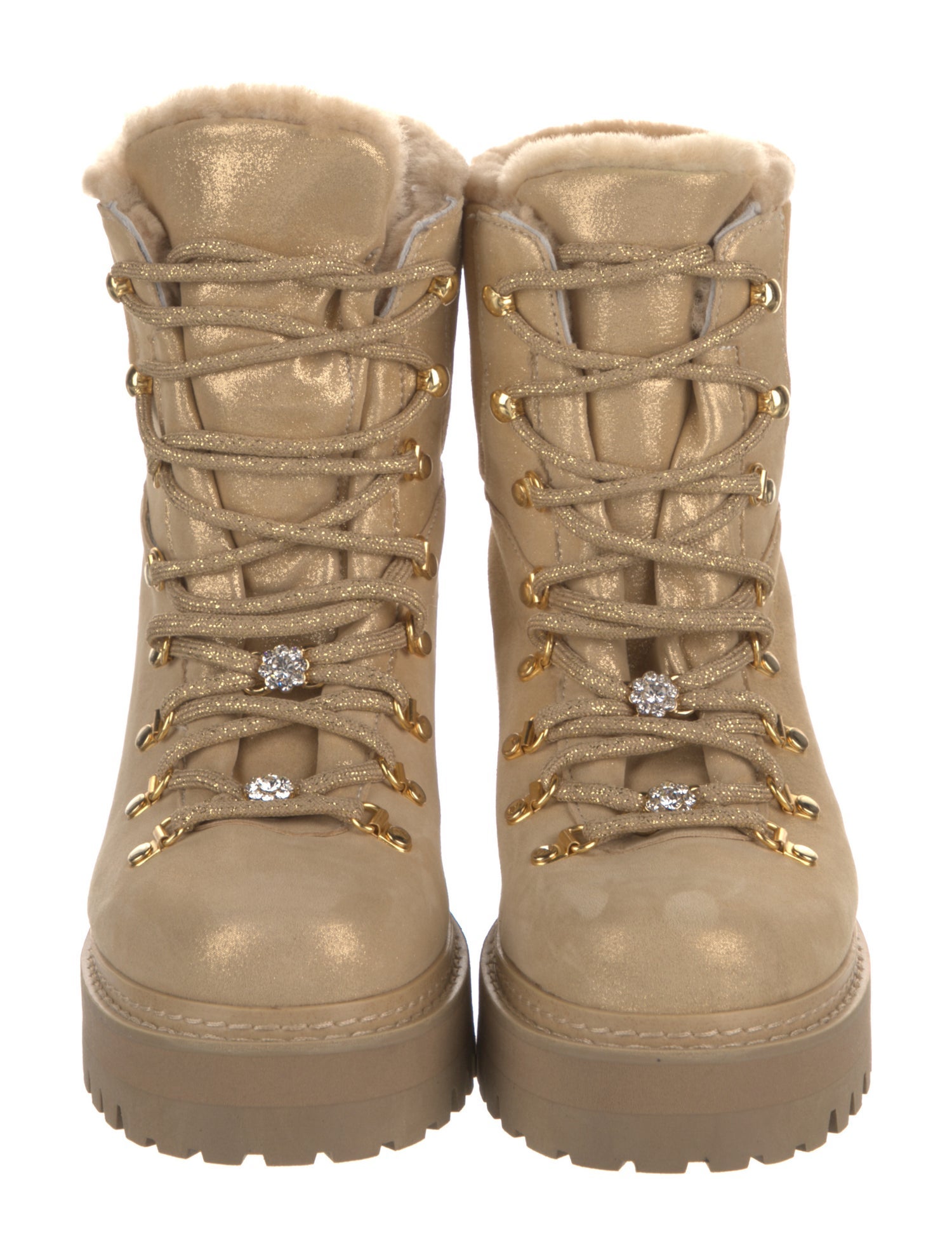 Montelliana Suede Colorblock Pattern Combat Boots